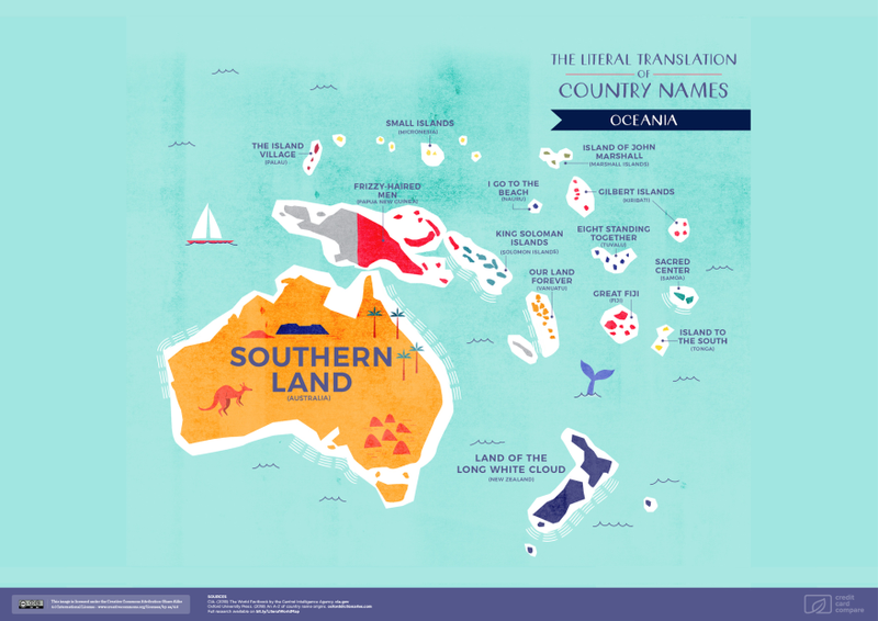 Illustration for article titled El mapa que, en lugar de nombrar cada país, te dice lo que significan sus nombres